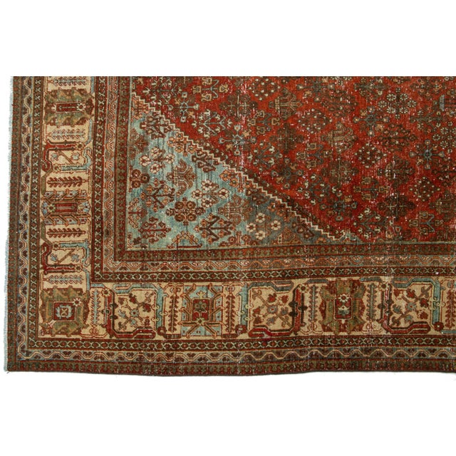 1930s Red Handmade Josheghan Persian Wool Rug With Allover Motif For Sale In New York - Image 6 of 9