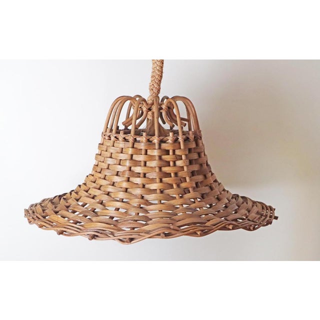 Vintage Hand-Woven Rattan and Bamboo Pendant Lamp, 1970s For Sale - Image 6 of 12