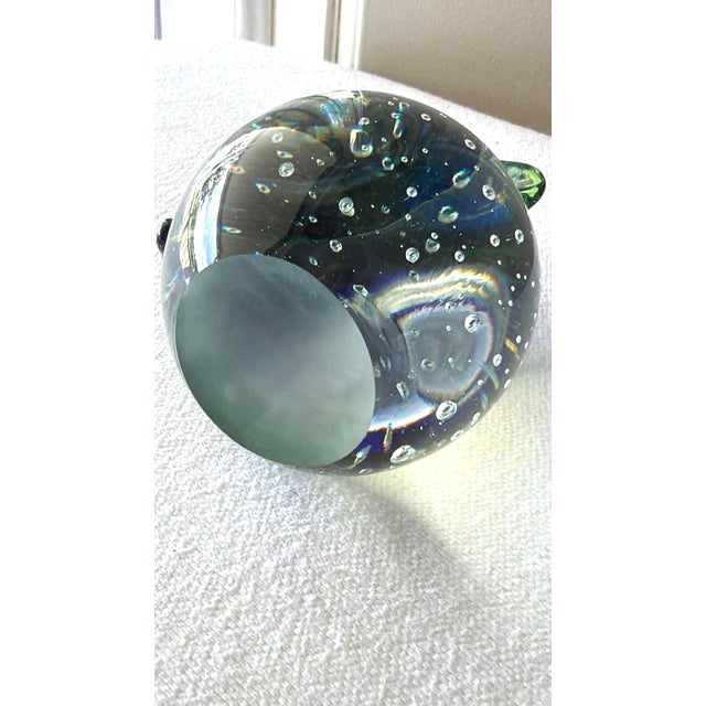 Shabby Chic Classic Artisan Heavy Bubble Glass Dolphin Paperweight For Sale - Image 3 of 11