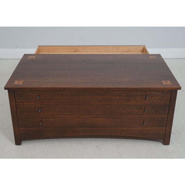 Stickley Harvey Ellis Design Mission Oak Two-Drawer Inlay Cocktail Table For Sale - Image 15 of 17