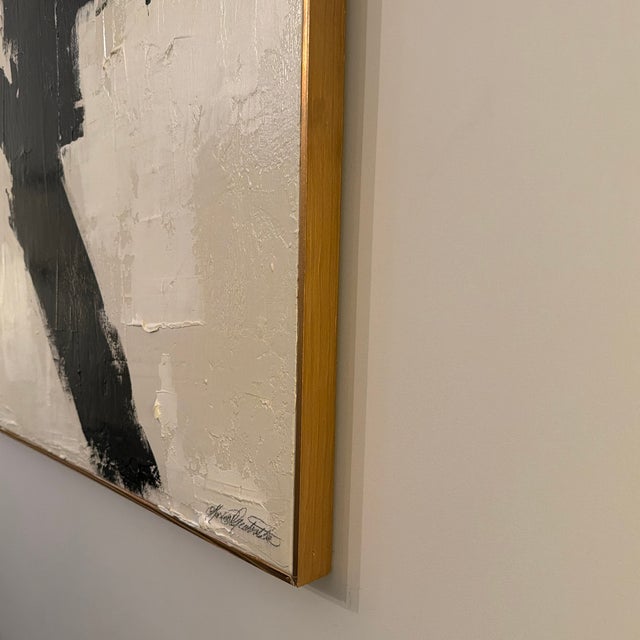 Wood Abstract Black and White Paintings by Karina Gentinetta - A Pair For Sale - Image 7 of 7