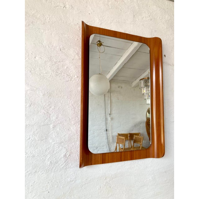 Mid-Century Modern Mirror in Curved Plywood, Italy, 1960s For Sale - Image 4 of 7