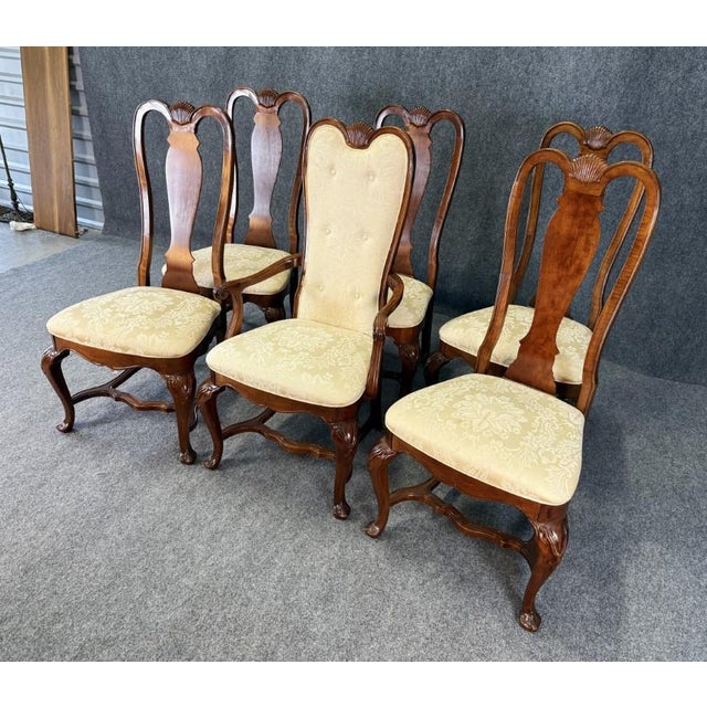 Bernhardt Late 20th Century Set of 6 Bernhardt High Back Cherry Dining Chairs For Sale - Image 4 of 18