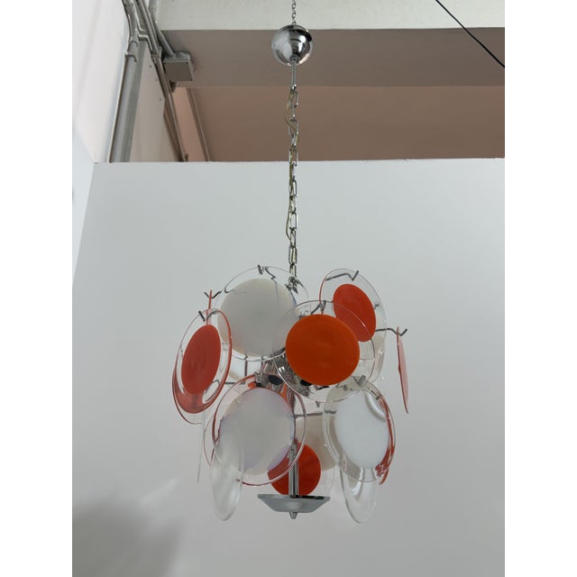 Six-Light Chandelier with Murano Glass Discs, 1960 For Sale - Image 11 of 11