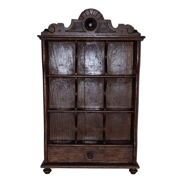 Antique German Oak Medicine Cabinet, 1880s For Sale