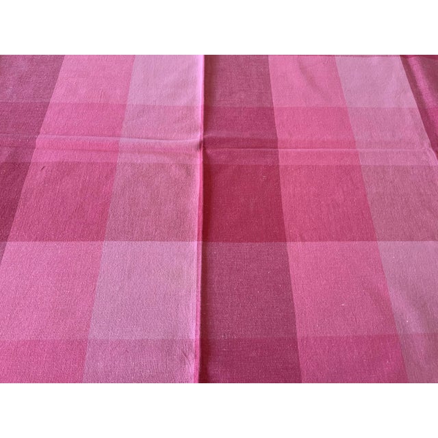 Modern Vintage Buffalo Check Pink Tablecloth & Napkins Set- 11 Pieces For Sale - Image 3 of 12