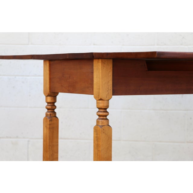 Wood Antique 1920s Farmhouse Drop-Leaf Butterfly Dining Table With Turned Legs For Sale - Image 7 of 18