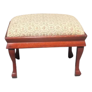 1930s Mahogany Upholstered Large Footstool Ottoman