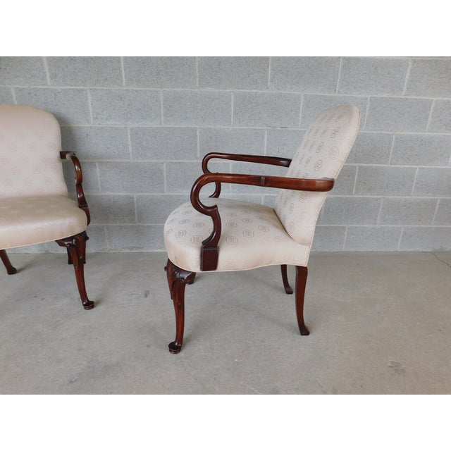 Taupe Southwood Georgian Queen Anne Style Fireside Accent Arm Chairs - A Pair For Sale - Image 8 of 18