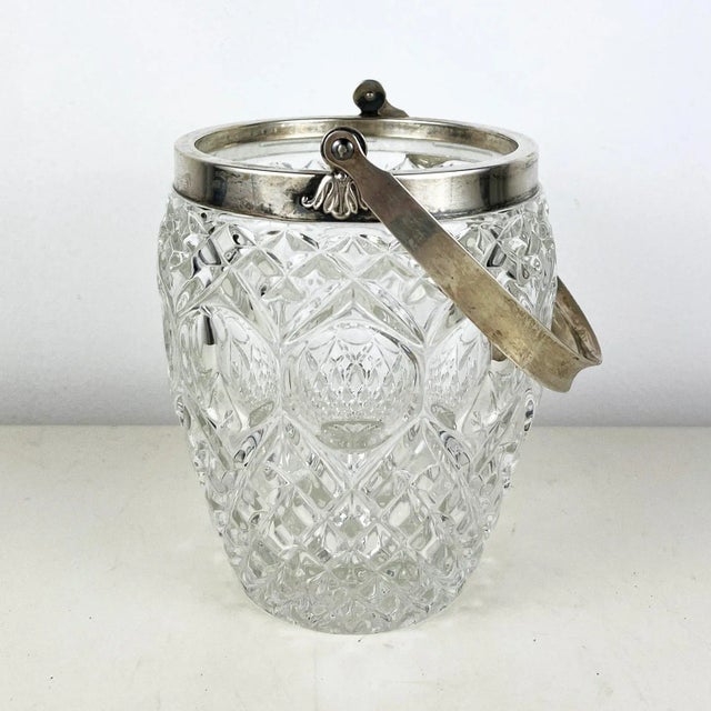 1940s Vintage Italian Crystal and Silver Ice Bucket, 1940s For Sale - Image 5 of 10