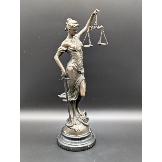 Traveling Man Treasures is selling this striking, classical Bronze Lady Justice Statue. Representing the Roman goddess...