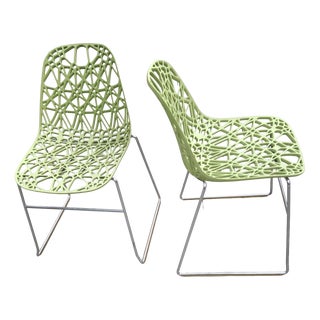 Vintage Green Nylon Dining Chairs by Crassevig, 2005, Set of 2 For Sale