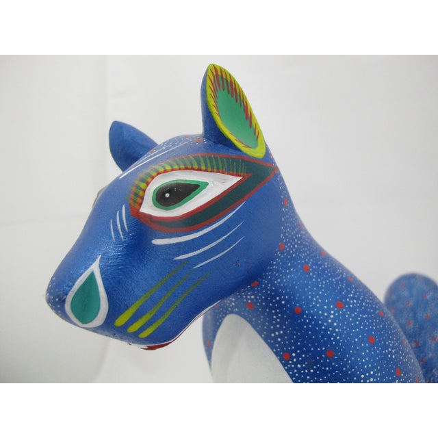 Oaxacan Alebrije Squirrel Wood Carving Mexico Folk Art Figure Sculpture For Sale - Image 4 of 12