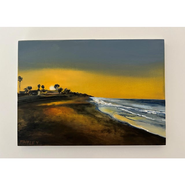 Contemporary Carpinteria Sunrise, Miniature 7x5 Inch Oil Painting by Jessica Fairley For Sale - Image 3 of 6