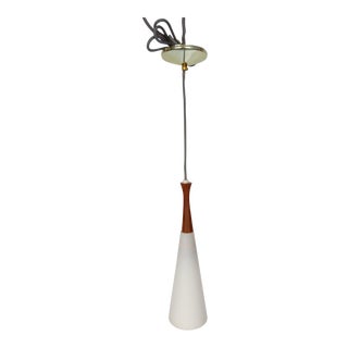 1960s Contemporary Walnut and Glass Pendant Light For Sale