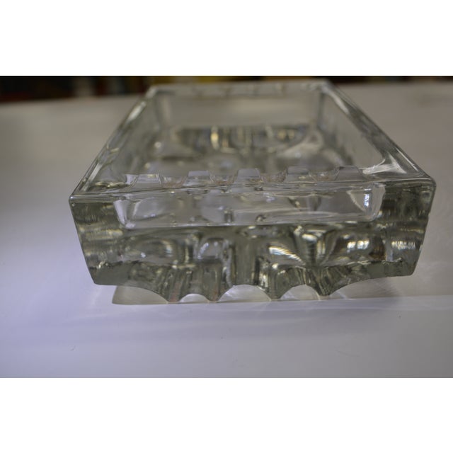 1960s Att. To Vladislav Urban Mid 20th Century Clear Glass Rectangle Ashtray Czech Retro For Sale - Image 5 of 12