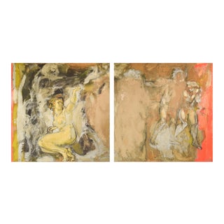 Vicente Vela, Large Figurative Expressionist Nude Studies, 1997, Oil on Canvas, Set of 2 For Sale
