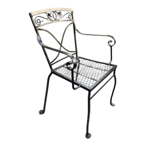 Vintage Salterini Wrought Iron Outdoor Patio Dining Chair, Attributed