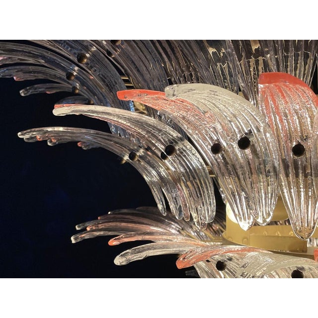 Palmette Ceiling Light Four Levels with 163 Pink and Trasparent Glasses, 1990s For Sale - Image 18 of 18