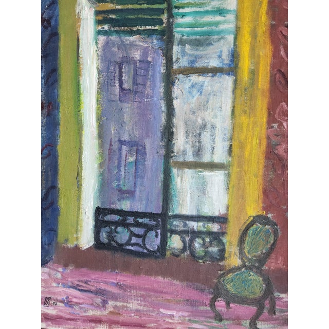 1940s 1947 Interior Oil Painting on Linen by Swedish Artist Ulla Borgstrom For Sale - Image 5 of 17