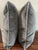Contemporary grey velvet pillow covers with down inserts. Ordered custom. Each features decorative contrasting cord. These...