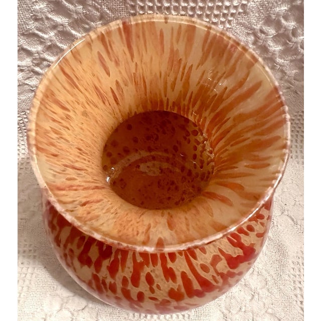 Murano Vintage Murano Style Maestri Vetrai" Azzurra Italy Orange Vase For Sale - Image 4 of 6