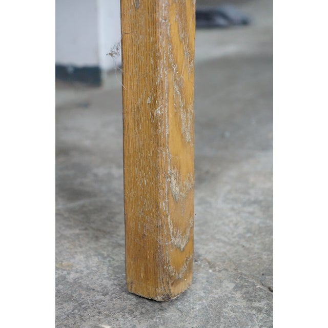 Vintage French Inspired Weathered Reclaimed Oak Farmhouse Peg Leg Bench Seat 68" For Sale - Image 6 of 15