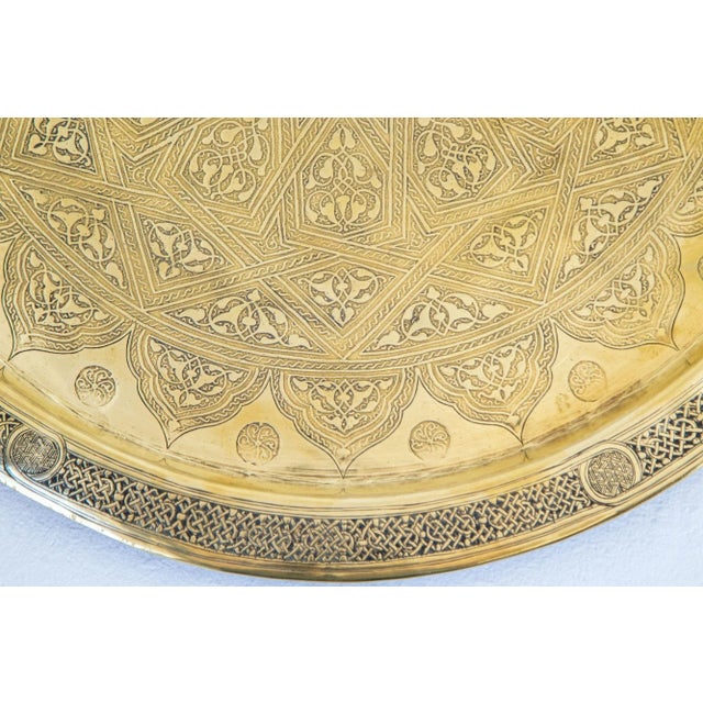 Late 19th Century 19th Century Mughal Indo Persian Fine Antique Brass Round Tray 17 In For Sale - Image 5 of 12