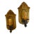 Early 20th Century Wood Painted Wall Sconces With Brass Holders and Original Patina - a Pair For Sale