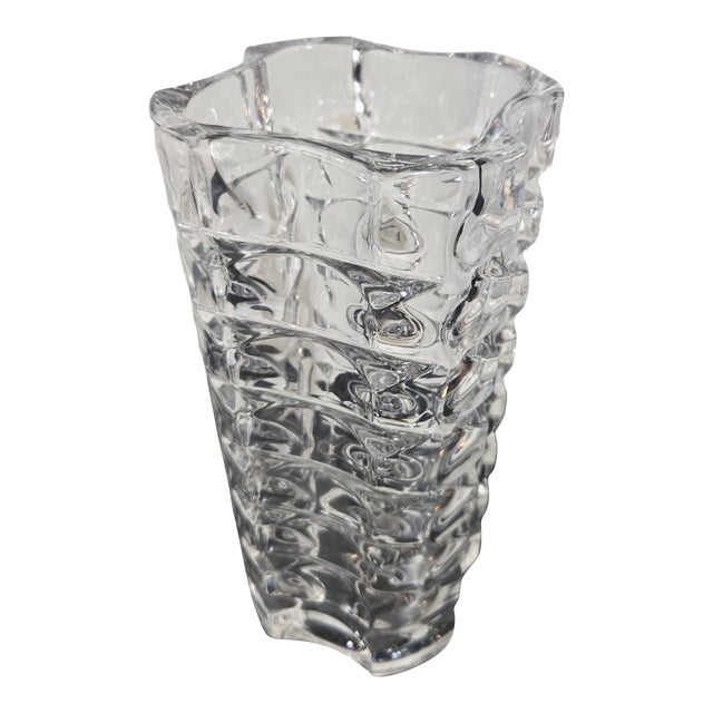 Cubist Geometric Bubble Art Deco Style Glass Vase Unmarked 9.5x4.5 For Sale