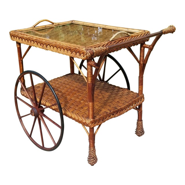 Antique Wicker Tea Trolley Bar Cart Chairish