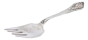 Silver Bread Serving Fork with Reliefs