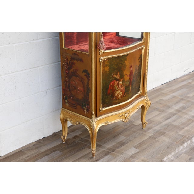 Antique French Louis XV Vernis Martin Curio Vitrine Cabinet For Sale In Los Angeles - Image 6 of 18
