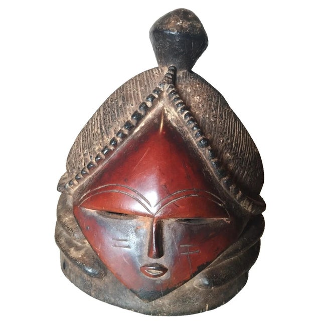 African Mende Double-Sided Janus Wood Helmet Mask, Sierra Leone, 1960s For Sale - Image 6 of 6