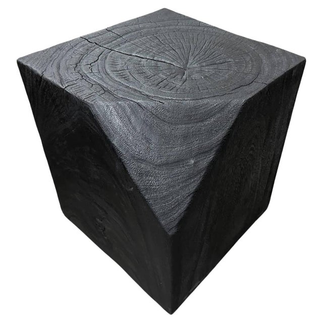 Modular faceted reclaimed suar wood side table. Charred, sanded and sealed revealing the beautiful wood grain. We have a...