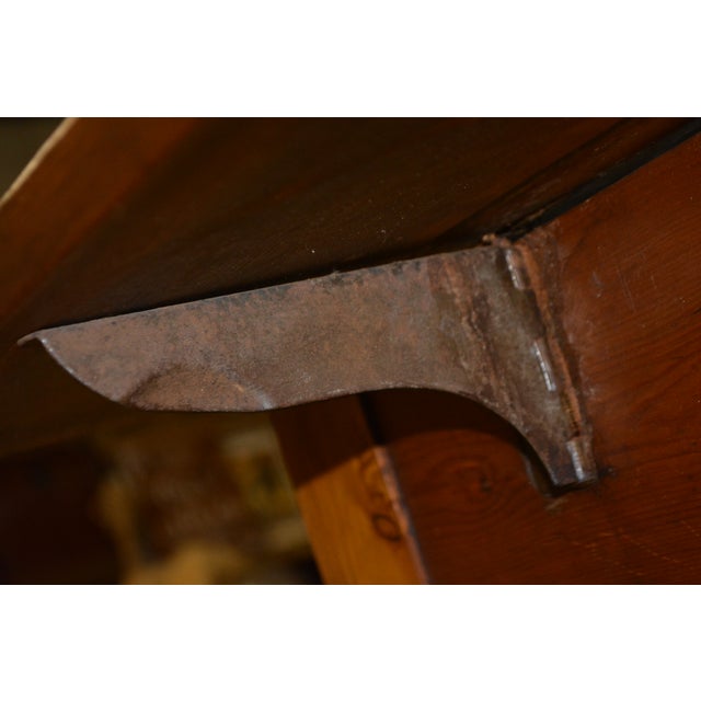 Antique English Rustic Pine Work / Dining Table W/ 2 Lateral Drawers & Drop Leaf Sides For Sale - Image 12 of 18
