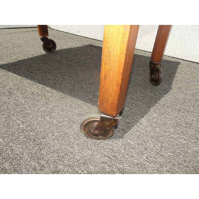 Lh26 Vintage French Country Oak Barley Twist Tea Cart For Sale - Image 9 of 12