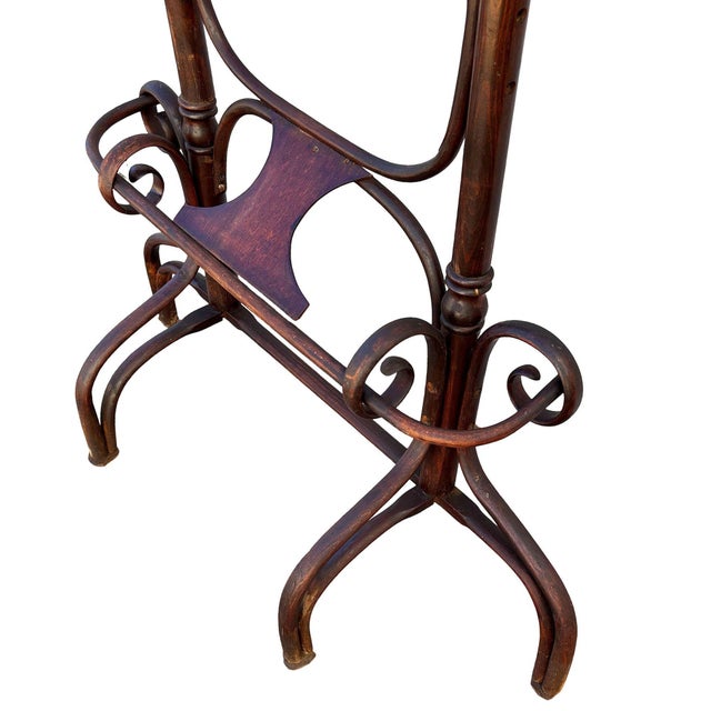 1900s Rare Vienna Secession Bent Oak Hall Tree W/ Mirror by D. G. Fischel & Sons For Sale - Image 9 of 9