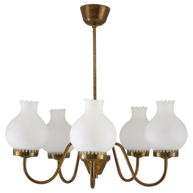 Metal Modern Swedish Pendant in Brass and Glass, 1950s For Sale - Image 7 of 7