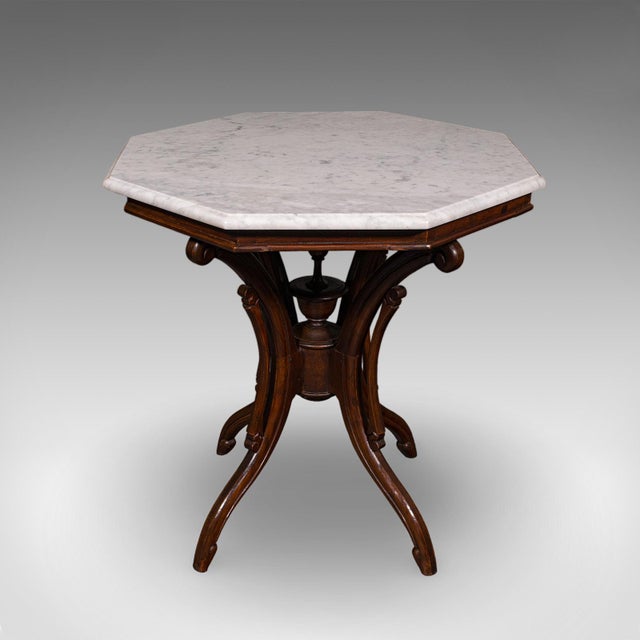 Traditional Vintage Octagonal Tea Table, English, Marble Top, Occasional, Regency Revival For Sale - Image 3 of 12