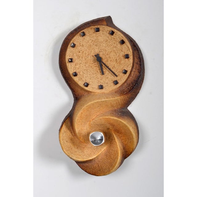 Mid-Century Modern Space Age Ceramic Wall Lamp & Clock For Sale - Image 3 of 5