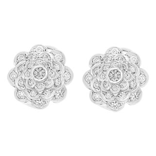 2.8 Carat Diamond VS Quality Flower/Cluster Earring 18 Karat White Gold For Sale