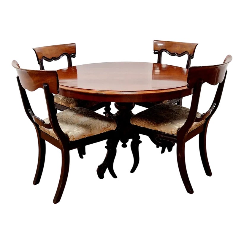 Sail Table with Chairs in Mahogany, Early 19th Century, Set of 5 | Chairish