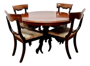 Sail Table with Chairs in Mahogany, Early 19th Century, Set of 5