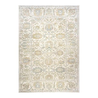 Afghan Sultanabad Wool 10x14 Ivory, Yellow & Charcoal Handmade Area Rug #1142156 For Sale