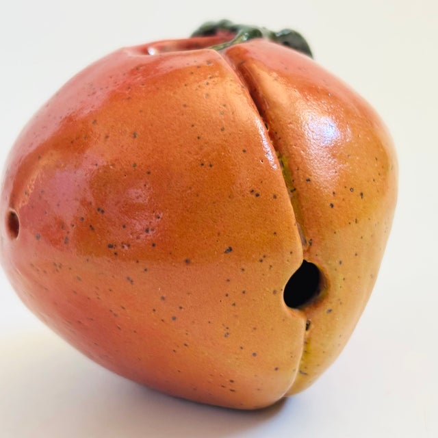 Vintage Studio Pottery Peach Flower Frog For Sale - Image 9 of 11