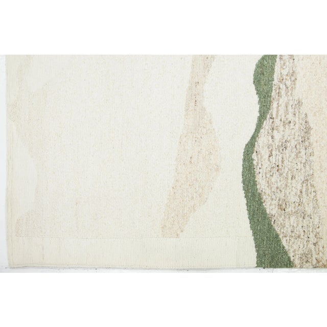 Contemporary Designed Soumak Wool Rug Handmade in Ivory For Sale - Image 4 of 9