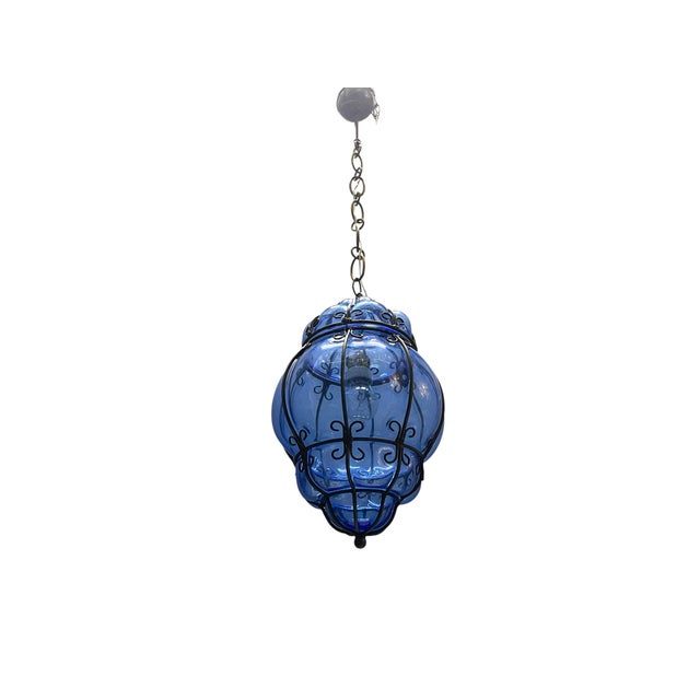 Wrought Iron and Murano Glass Pendant Light, 1980s For Sale - Image 16 of 16