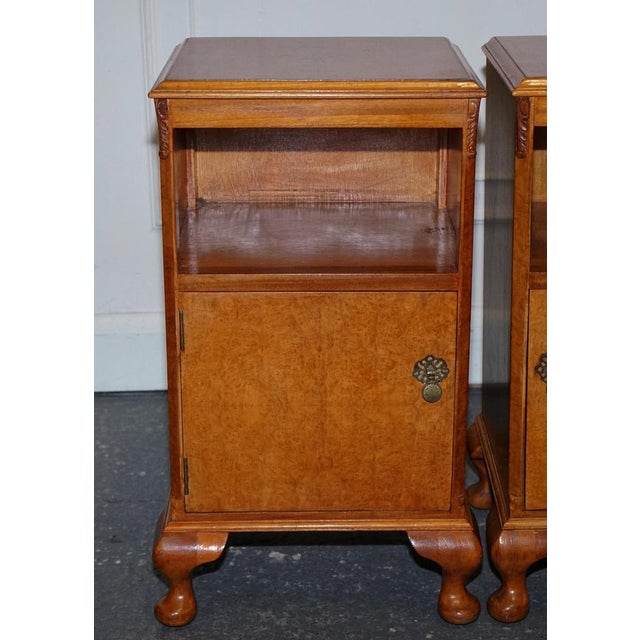 Art Deco Walnut Nightstands Bedside Tables, 1920s, Set of 2 For Sale - Image 4 of 18