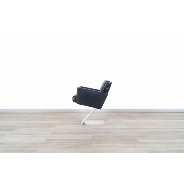 Black Vintage Stainless Steel "Z" Lounge Chairs by Milo Baughman for Thayer Coggin For Sale - Image 8 of 13